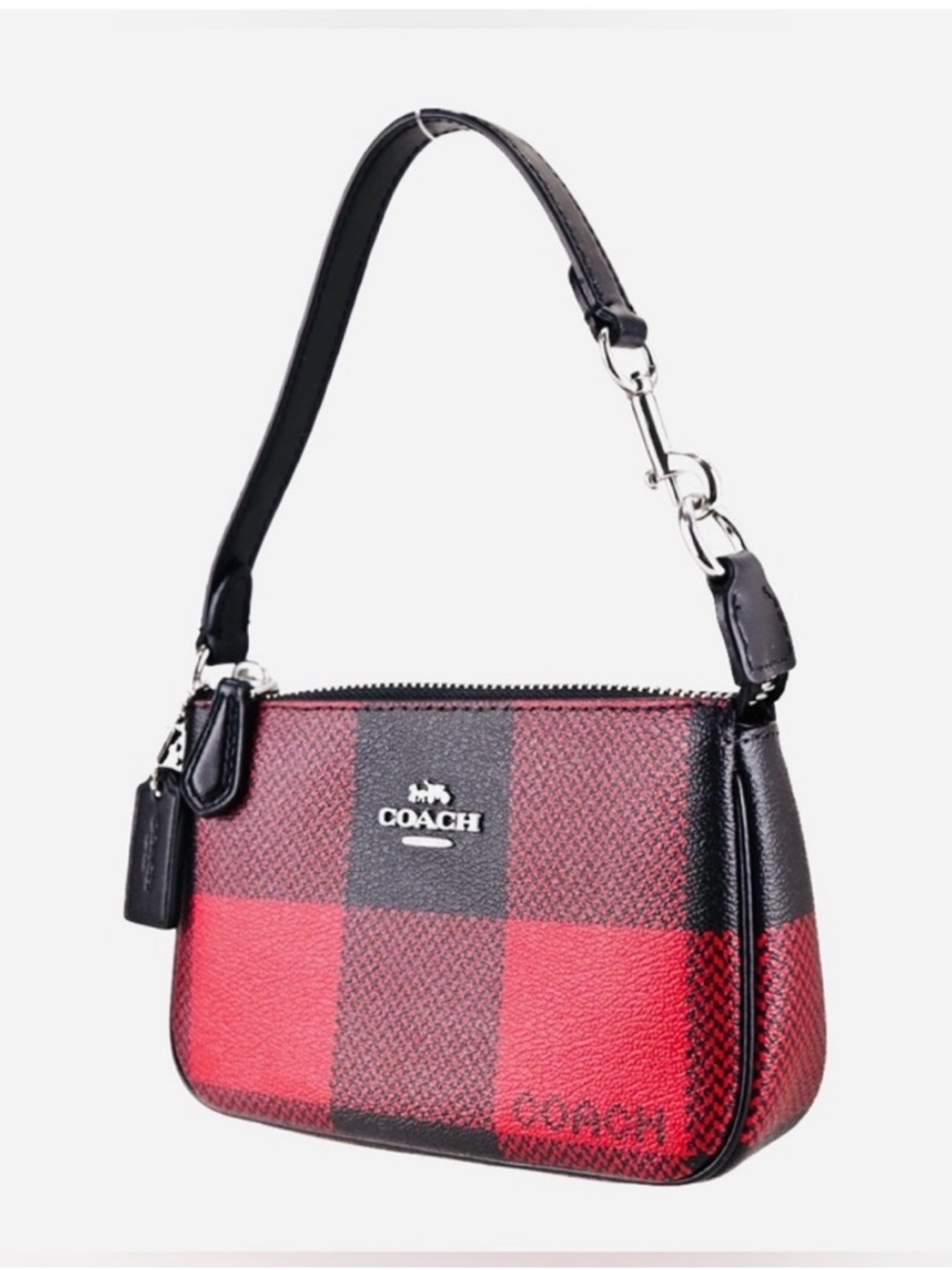 Like New! COACH Nolita 15 Red Black Buffalo Plaid ❤️ Mini Bag - Picture 3 of 8